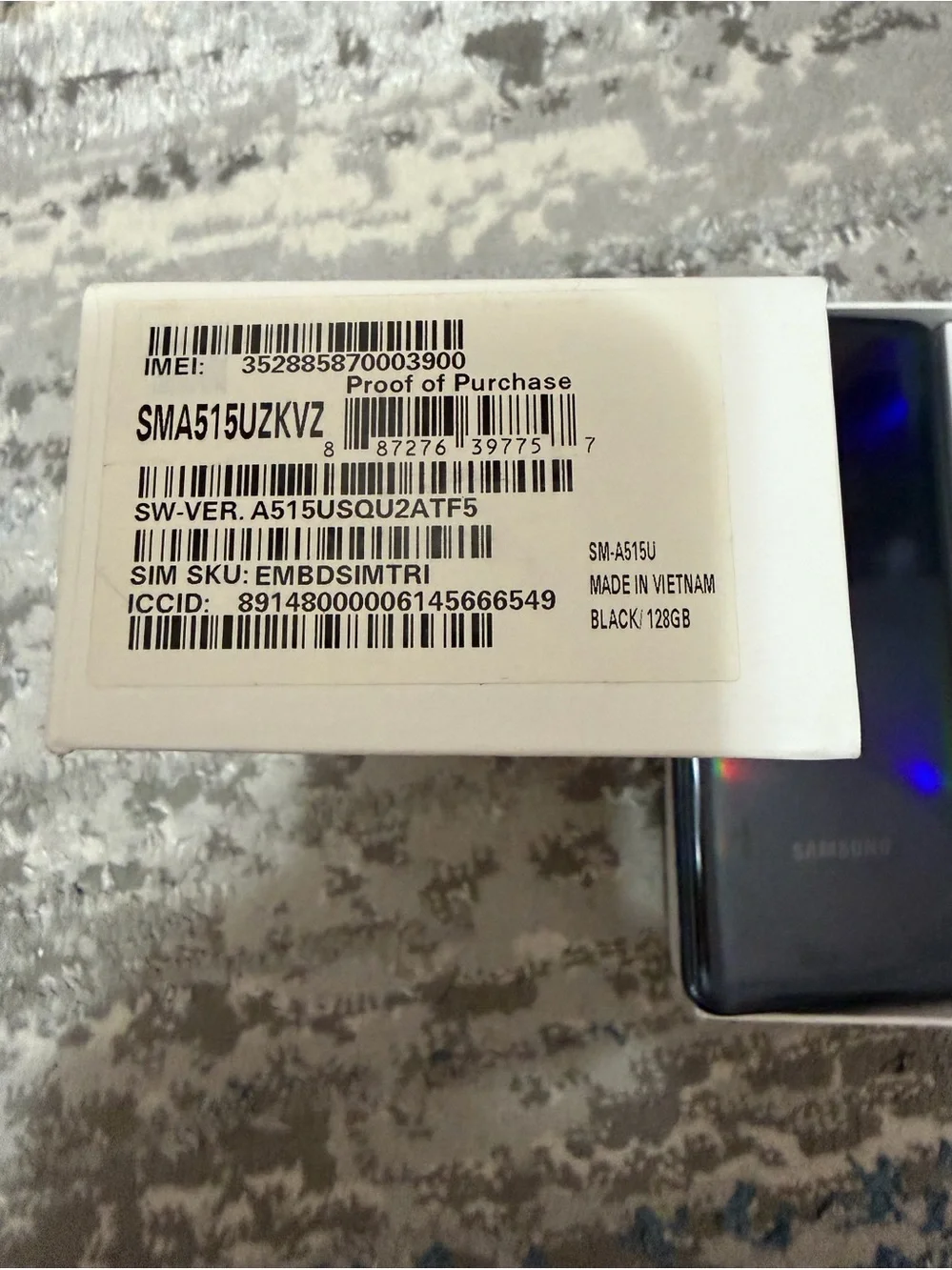 Samsung Galaxy A51 128GB Verizon Cracked Screen/Camera For Parts or Repair